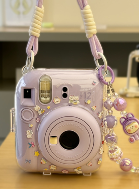 拍立得保护壳mini12/11迷你SE收纳透明水晶壳挂绳富士相机保护套