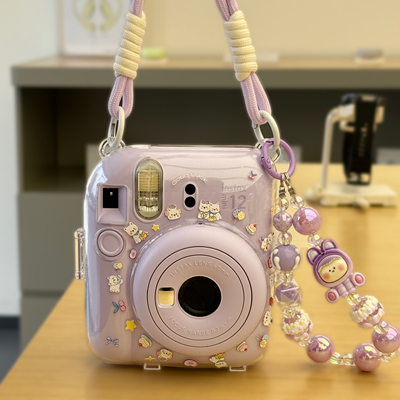 拍立得保护壳mini12/11迷你SE收纳透明水晶壳挂绳富士相机保护套