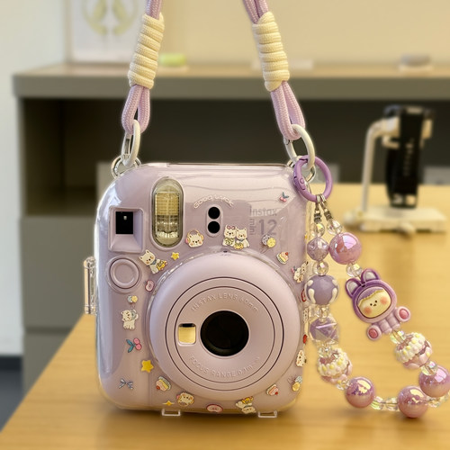 拍立得保护壳mini12/11迷你SE收纳透明水晶壳挂绳富士相机保护套