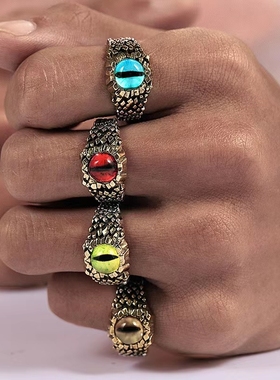 925银蛇眼睛戒指男女个性二次元戒子小众开口指环