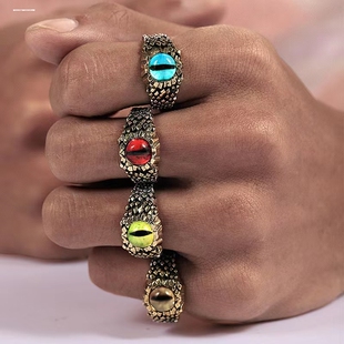 925银蛇眼睛戒指男女个性二次元戒子小众开口指环