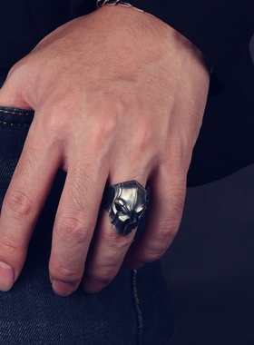 2024年爆款复古饰品开口斯巴达头盔朋克个性潮流面具戒指男士指环