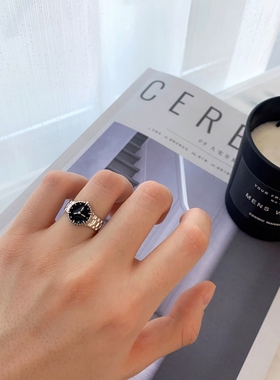 韩版时尚气质手表戒指女复古重工罗马数字开口指环食指戒潮