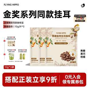 【尝鲜装】FLYINGHIPPO金奖焦糖曲奇挂耳咖啡手冲现磨咖啡粉3片