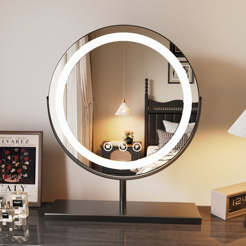 化妆镜带灯台式桌面可旋转