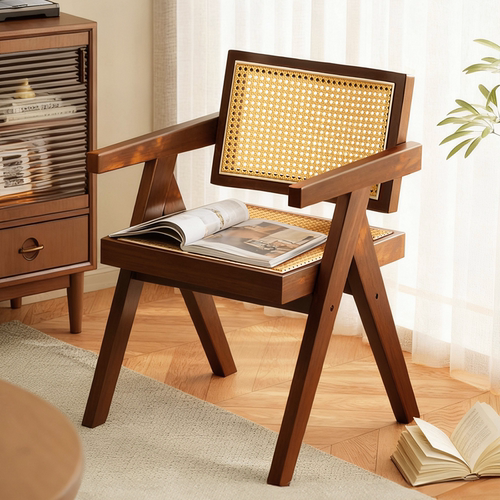 【破损包赔】中古风实木藤编椅子