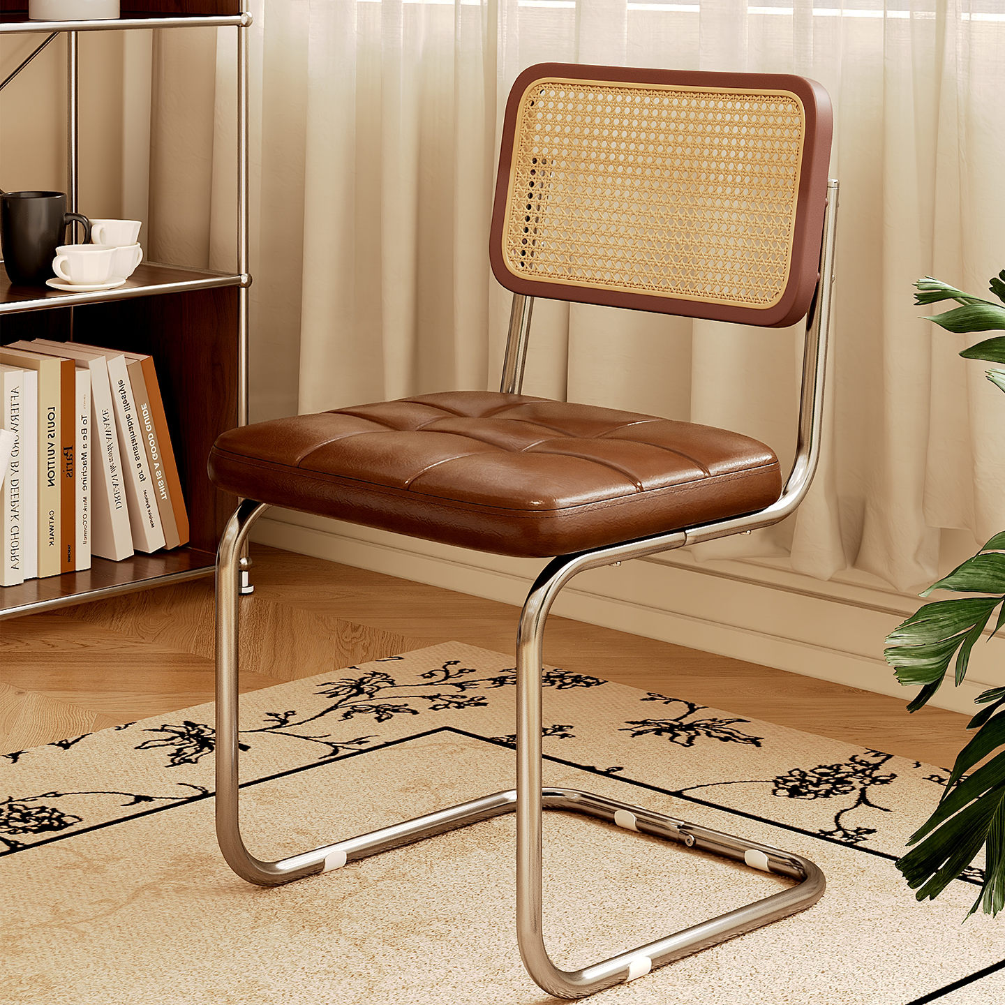 椅子家用加厚不锈钢靠背椅轻奢新款简约高级中古风塑料藤编餐桌椅,住宅家具,餐椅,淘宝优惠券,粉丝福利购,淘宝优惠卷