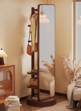 全身镜落地镜家用衣帽架一体穿衣镜可旋转移动女生卧室大试衣镜子