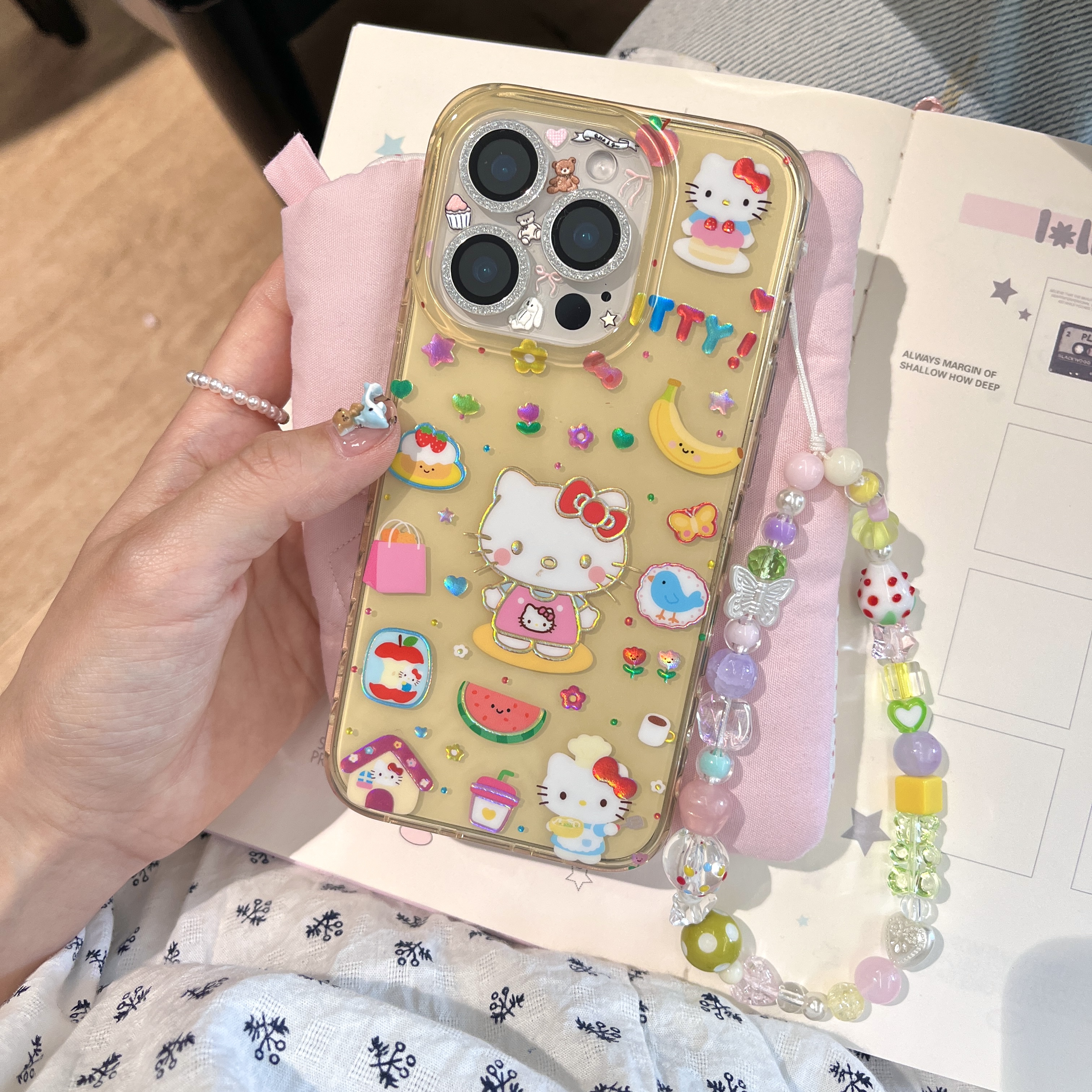 日本水果蛋糕Kitty凯蒂猫适用iPhone16ProMax手机壳时尚KT猫咪15pro防摔软壳少女心苹果14PM外壳16可爱保护套