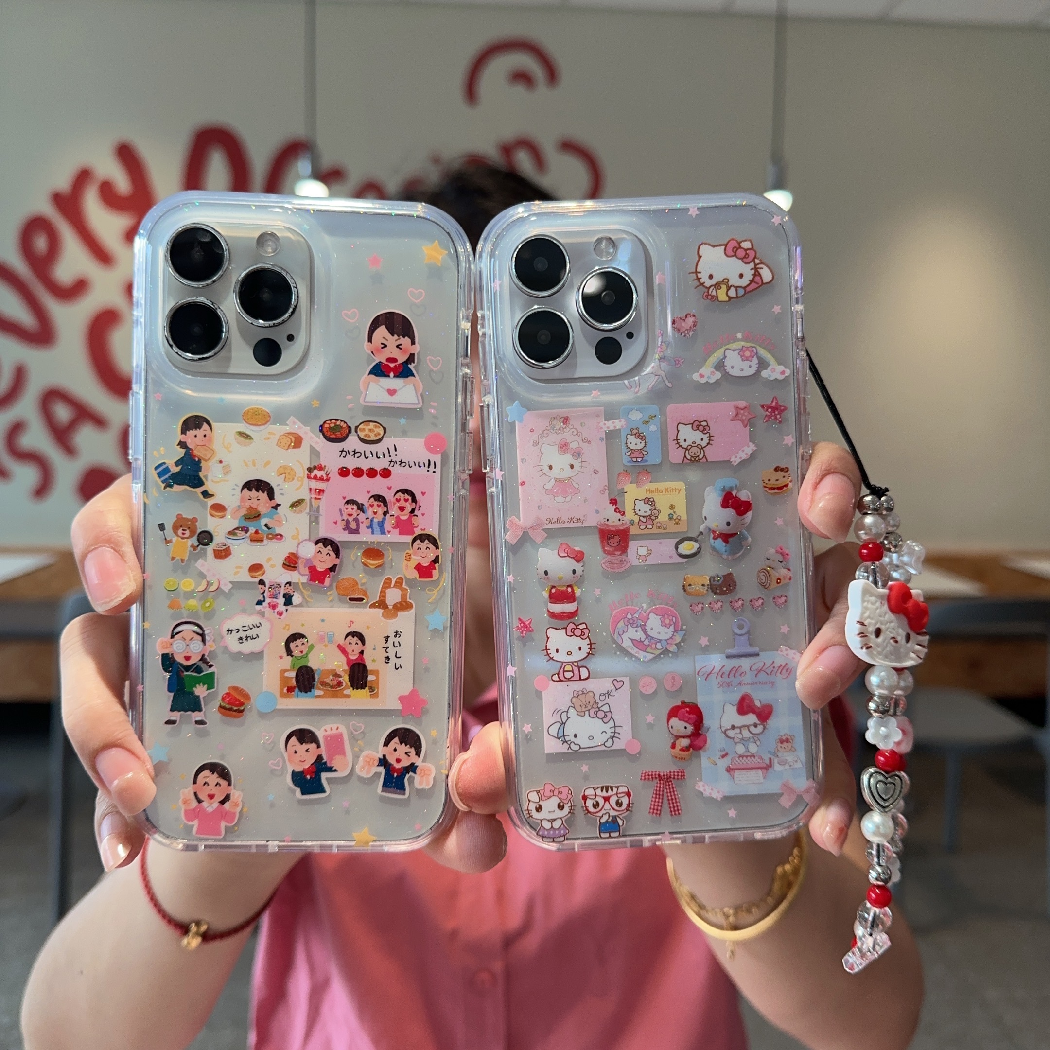 日本时尚Kitty凯蒂猫公仔适用苹果iPhone16手机壳防摔闪粉蝴蝶结15promax保护套硅胶KT猫咪i14/13外壳16P少女