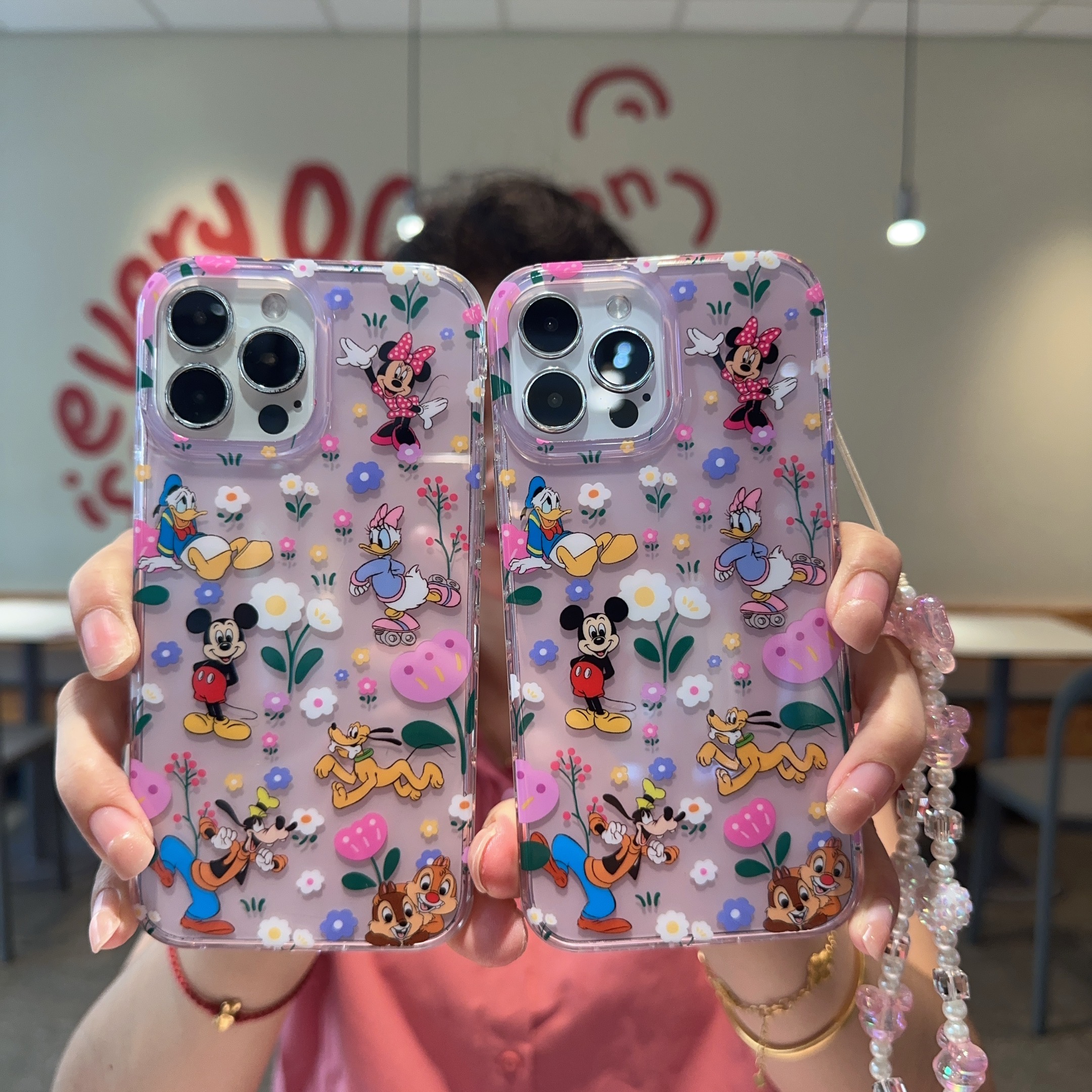 迪士尼米奇花朵情侣款米妮适用iPhone16Pro手机壳15PM苹果13防摔硅胶套可爱网红时尚i12软壳14promax保护套潮