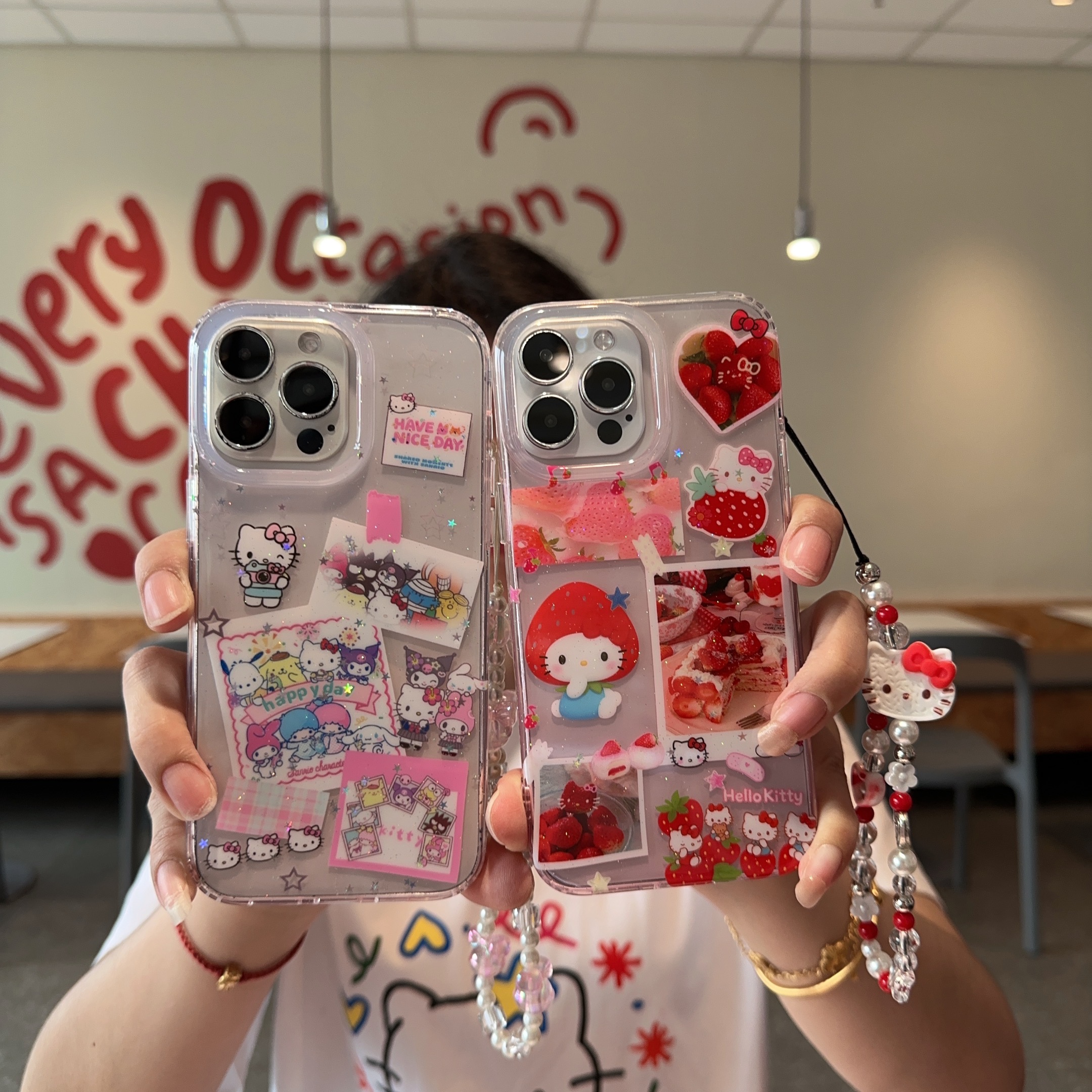 凯蒂猫ins萌物合集可爱美乐蒂卡通猫咪拍立得适用iPhone16promax手机壳双层网红苹果14软壳15pro保护套13外壳