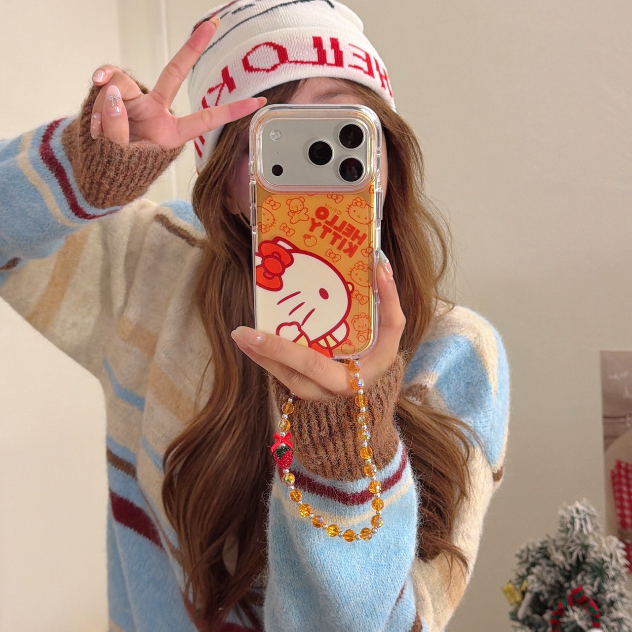 可爱Kitty凯蒂猫星宇橙色手机壳