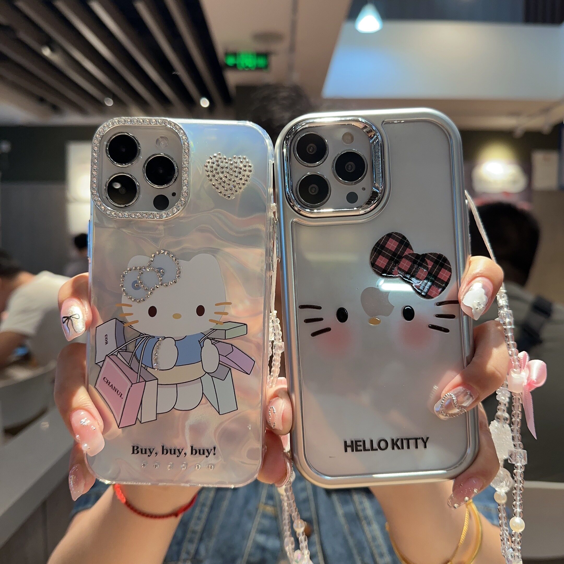 日本HelloKitty凯蒂猫钻石爱心适用iPhone16ProMax手机壳可爱小众14/13苹果15pro保护套简约闪粉镜头15外壳猫