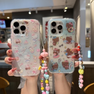 夏威夷黑皮hellokitty凯蒂猫适用iPhone16Pro手机壳卡通蛋糕KT猫咪14苹果15保护套网红时尚 i16软壳可爱冲浪kt