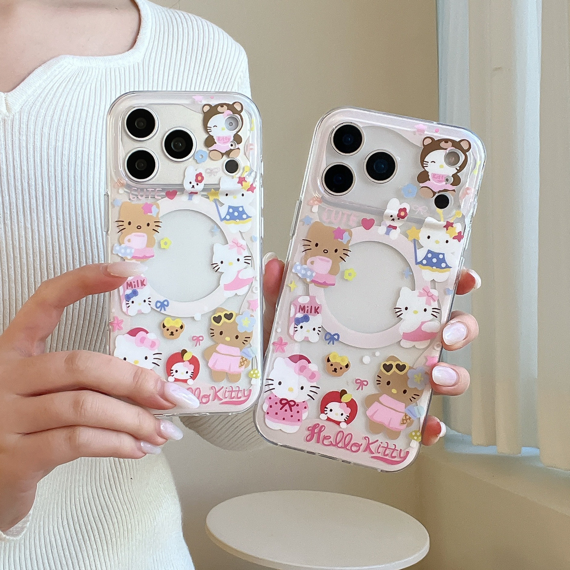 三丽鸥HelloKitty凯蒂猫黑皮猫咪适用苹果iPhone17ProMax手机壳16pro透明软壳粉色KT猫15/14PM保护套13外壳女