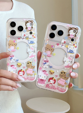 三丽鸥HelloKitty凯蒂猫黑皮猫咪适用苹果iPhone17ProMax手机壳16pro透明软壳粉色KT猫15/14PM保护套13外壳女