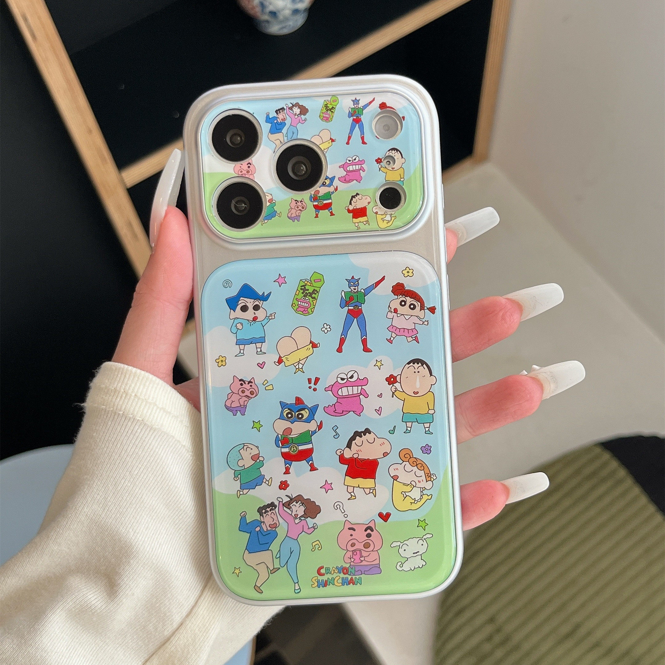 蜡笔小新春游小白卡通适用苹果iPhone17ProMax手机壳可爱16pro保护套全包防摔i14/15PM外壳i17软壳情侣款男女