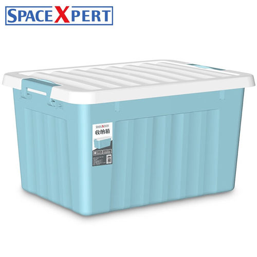 SPACEXPERT塑料收纳箱24L蓝色单只衣物整理箱口罩收纳箱儿童玩具