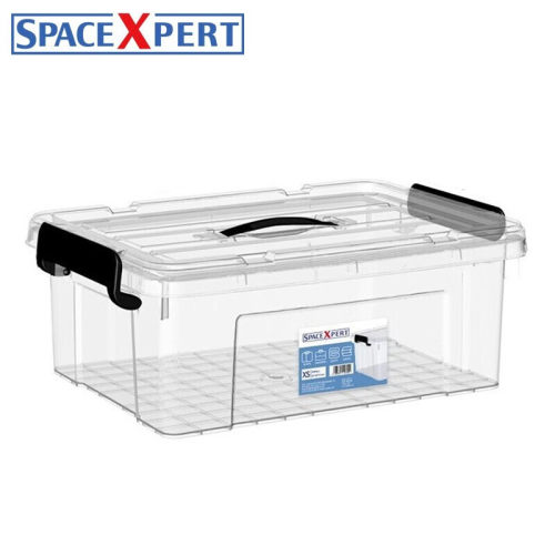 SPACEXPERT近直角手提塑料收纳箱20L透明单只口罩收纳盒化妆品首