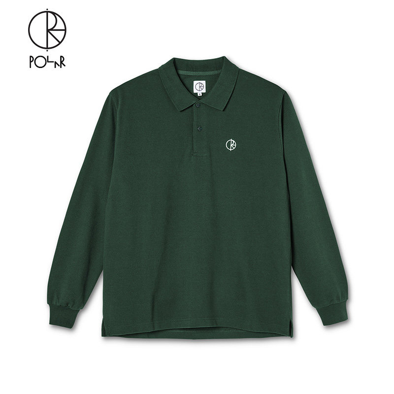 polar skate co ls shirt 刺绣logo滑板长袖纯棉宽松休闲polo衫男