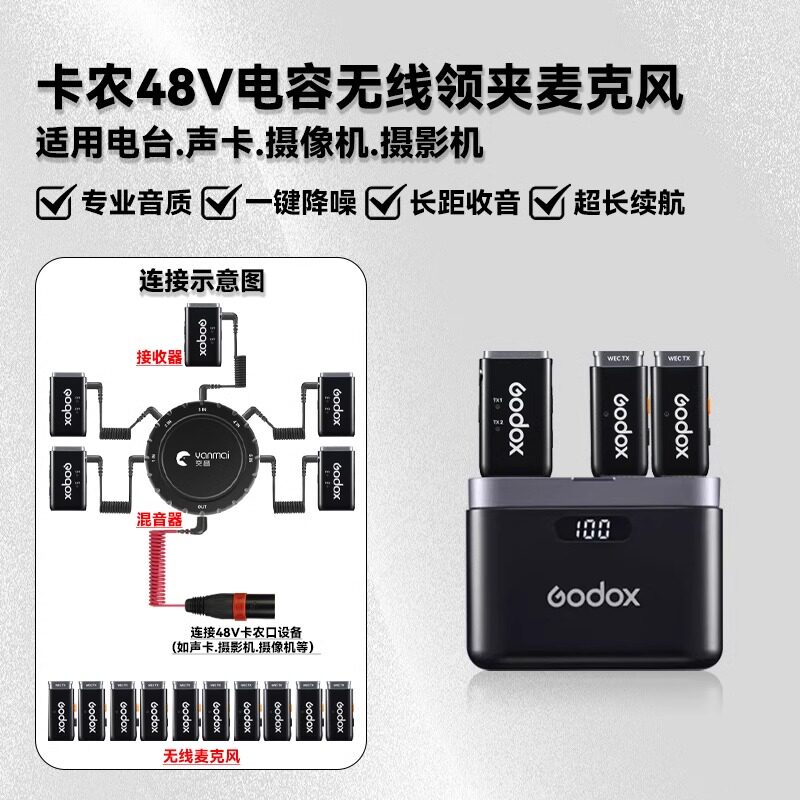 卡农接口无线领夹麦克风适用调音台/声卡/摄像机/卡侬专用话筒