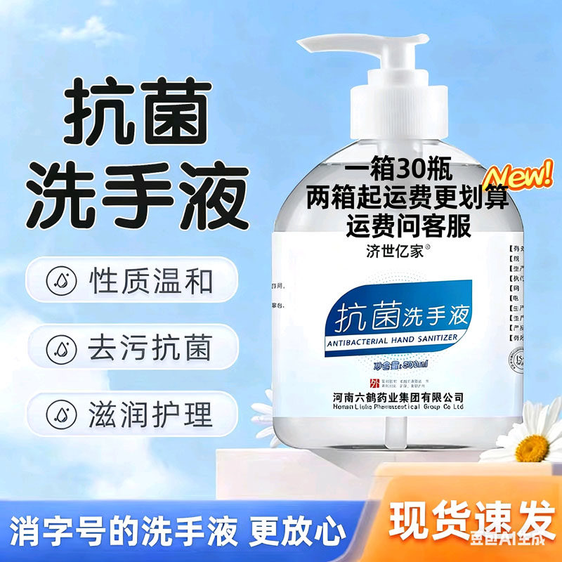 六鹤抗菌洗手液消毒抑菌500ml酒店家用泡沫婴儿孕妇儿童30瓶/箱