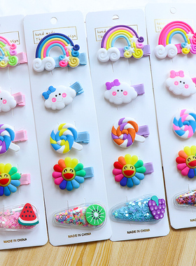 韩版可爱儿童彩虹夹子头饰女卡子发夹边夹少女网红碎发夹刘海发卡