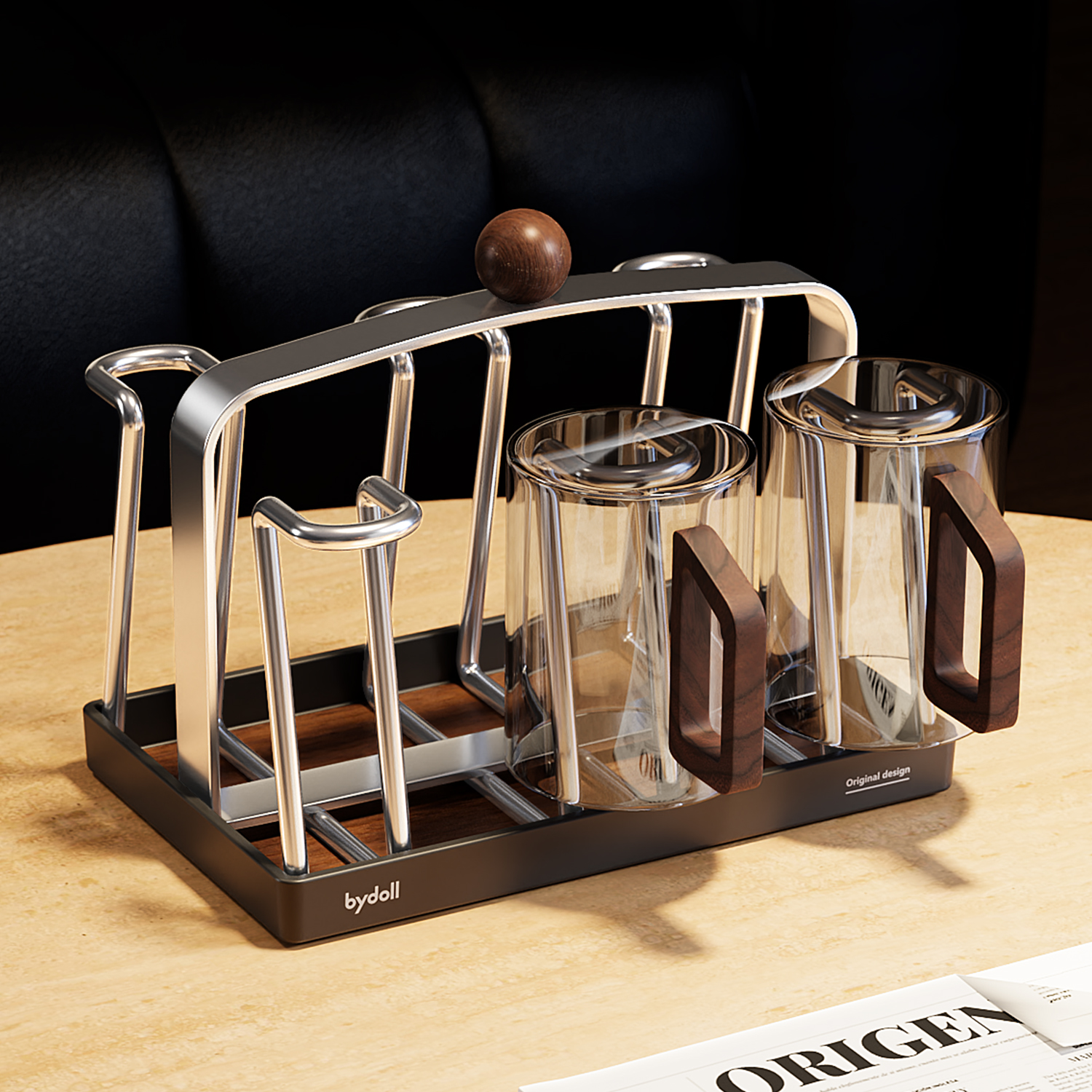 不锈钢沥水杯架中古风家用客厅餐桌面水茶杯马克咖啡杯收纳置物架