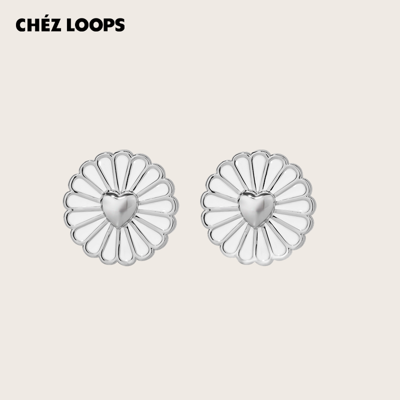 CHEZ LOOPS花瓣絮语耳钉 原创设计滴胶铜镀铜镀仿白钢925银针耳饰