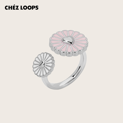 CHEZ LOOPS花瓣絮语戒指原创设计雏菊铜镀仿白钢滴胶指环生日礼物
