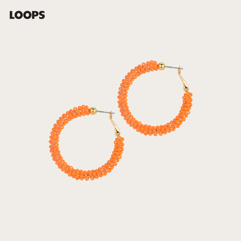 CHEZLOOPS阳光甜橙耳环玻璃米珠