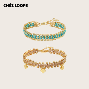 CHEZ 编织情侣手链生日礼物 LOOPS湖光织影手链原创高级感镀金新款