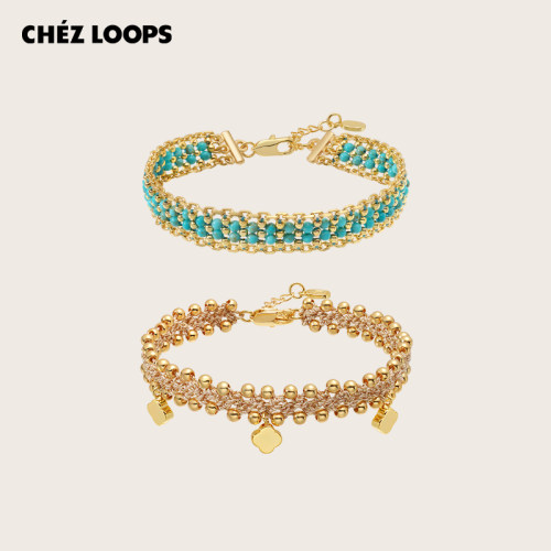 CHEZLOOPS镀金编织情侣手链