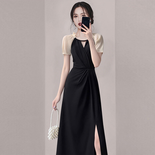 简约风高级感收腰显瘦黑色修身 2025夏季 法式 女装 连衣裙D3560 新款