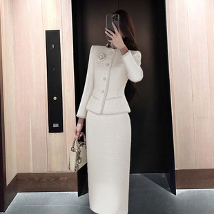 小香风外套 女优雅套装 开叉半裙两件套D3843 新款 有里布2025春秋季