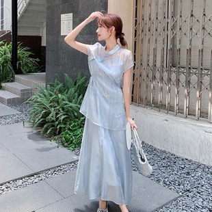 两件套D2705 吊带裙套装 有里布清冷感改良旗袍裙女2025夏季 新款