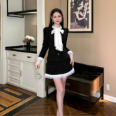 两件套2026春季 D3340 气质收腰小香风千金感套装 新款 女外套裙裤