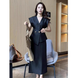 新款 2025夏季 法式 赫本风气质套装 两件套D1594 裙夏季 有里布