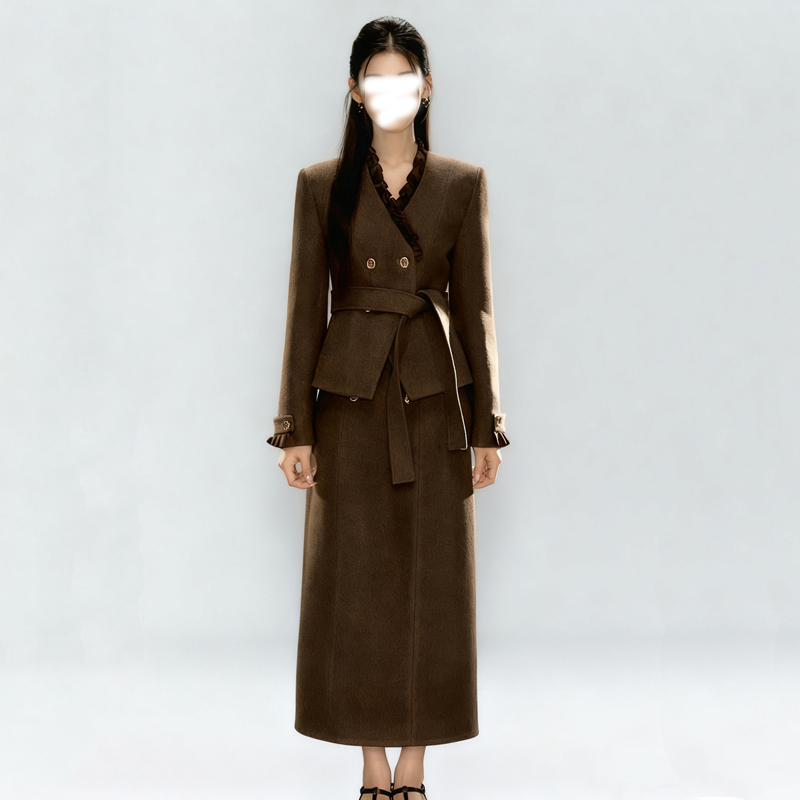 有里布小香千金风外套2025秋冬新年战袍半身裙套装两件套JT0134