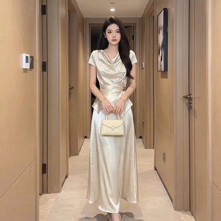 两件套2026夏季新款法式绝美气质轻熟风上衣显瘦半身裙套装D6850