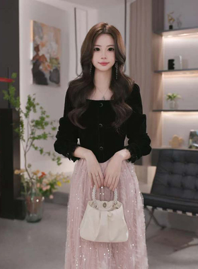 有里布气质优雅女装连衣裙2025秋季新款法式轻奢显瘦裙子QJ0136