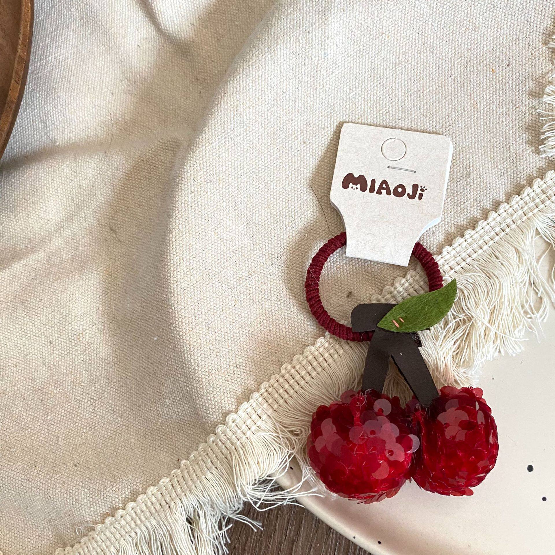 卷糖果儿童发夹红亮片樱桃发夹立体糖葫芦苹果发圈百搭节日鸭嘴夹