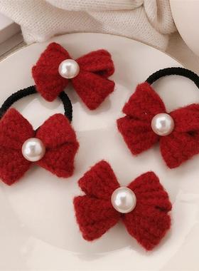 红色蝴蝶结发绳女童新款公主头绳扎头发橡皮筋高弹力耐用发圈发饰