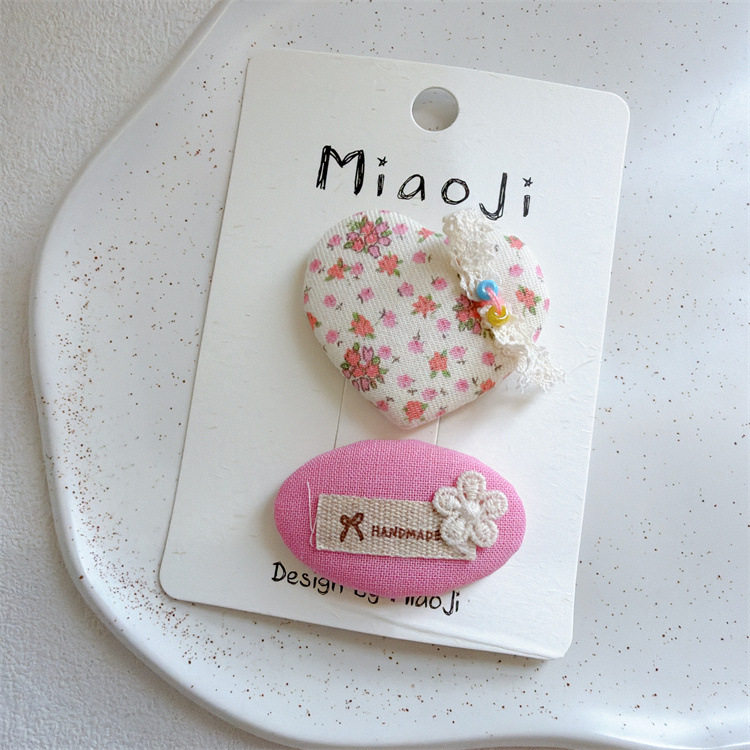 复古田园风碎花蝴蝶结发夹女少女可爱水滴夹发饰