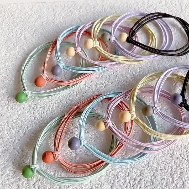 卷糖果儿童发圈清新韩版儿童布艺糖果色球球发圈女孩打结发绳发饰