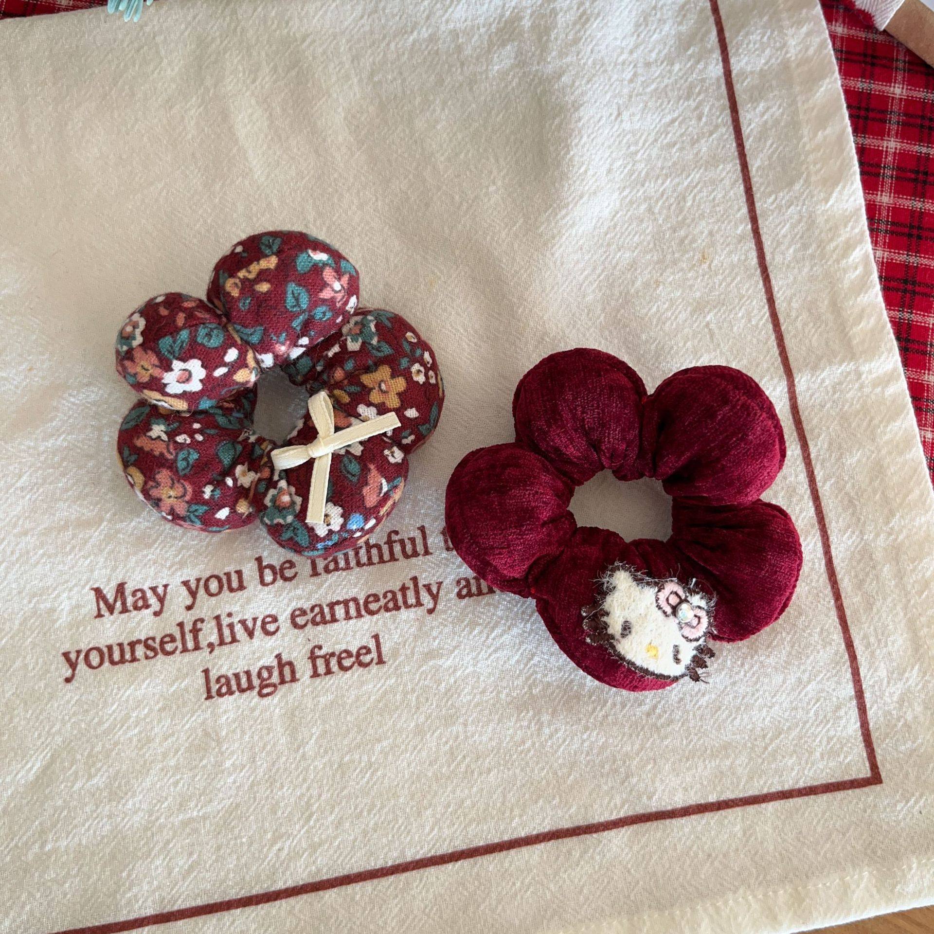 卷糖果儿童碎花充棉花朵蝴蝶结发圈女酒红色kt猫丝绒发圈发饰头绳,童装/婴儿装/亲子装,发饰,淘宝优惠券,粉丝福利购,淘宝优惠卷