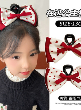 在逃公主蝴蝶结大抓夹甜美红色女童可爱发饰新年喜庆可爱仙仙头饰