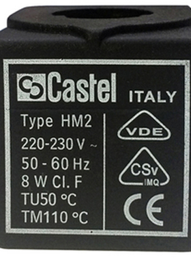 意大利 Castel 卡士妥电磁阀线圈9100/RA6 Type HM2 220V~230V 8W