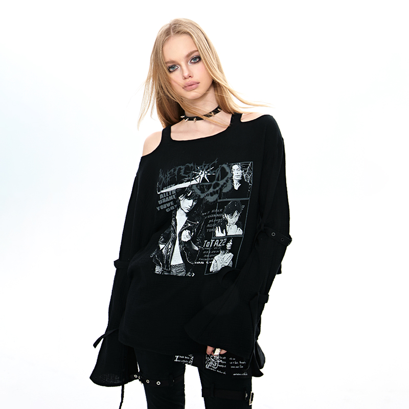 DIET GRRRL 2024春季印花小众设计师结构百搭打底卫衣